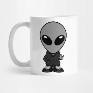 Alien Holding Up 'Rock On' Hand Sign Mug